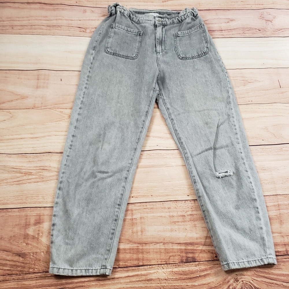 Zara Jeans Womens 6 Gray Mom High Rise Straight‎ Denim Casual Ladies 30x26